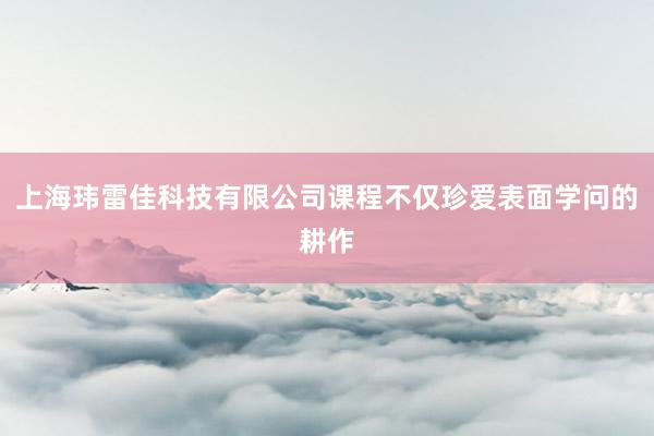 上海玮雷佳科技有限公司课程不仅珍爱表面学问的耕作