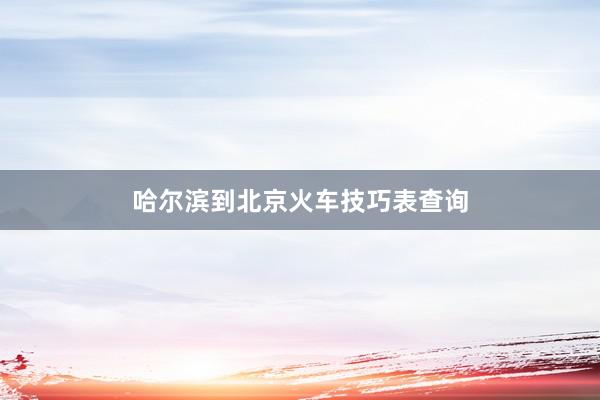 哈尔滨到北京火车技巧表查询