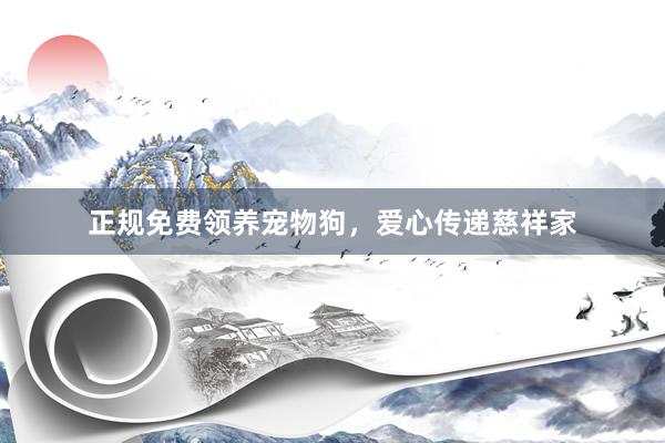 正规免费领养宠物狗，爱心传递慈祥家
